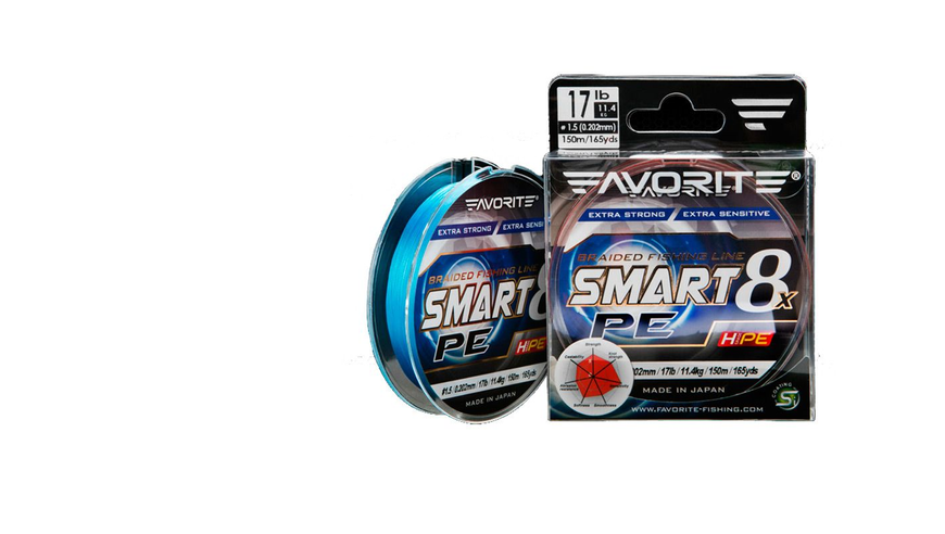 Шнур Favorite Smart PE 8x 150м (Голубой) #2.5/0.265mm 30lb/16.4kg 1693.10.77 фото